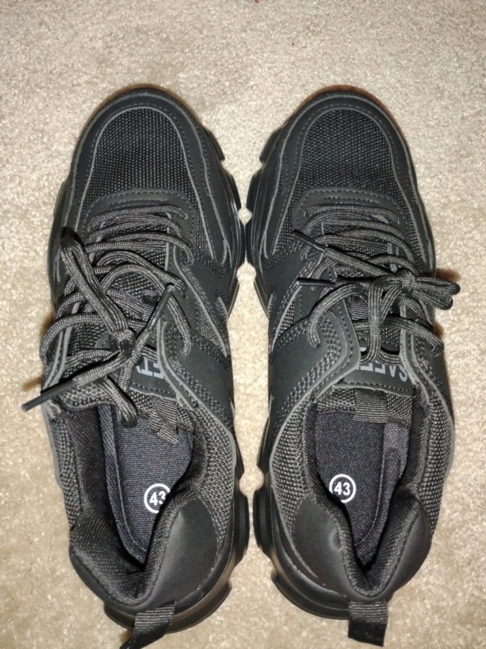 Men's Black Athletic Sneakers - Size 43